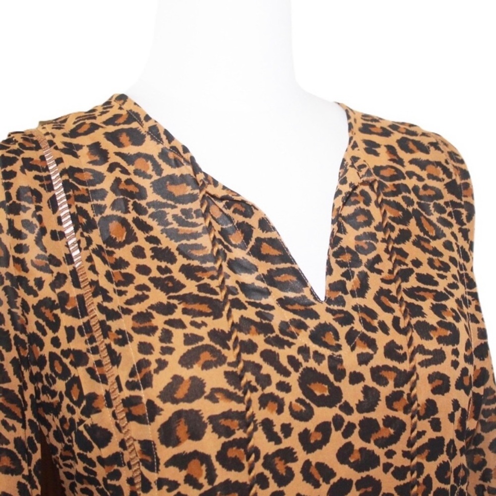 Women's MED Animal Print Babydoll Boho Long Sleeved Dress - NWT - Picture 14 of 16